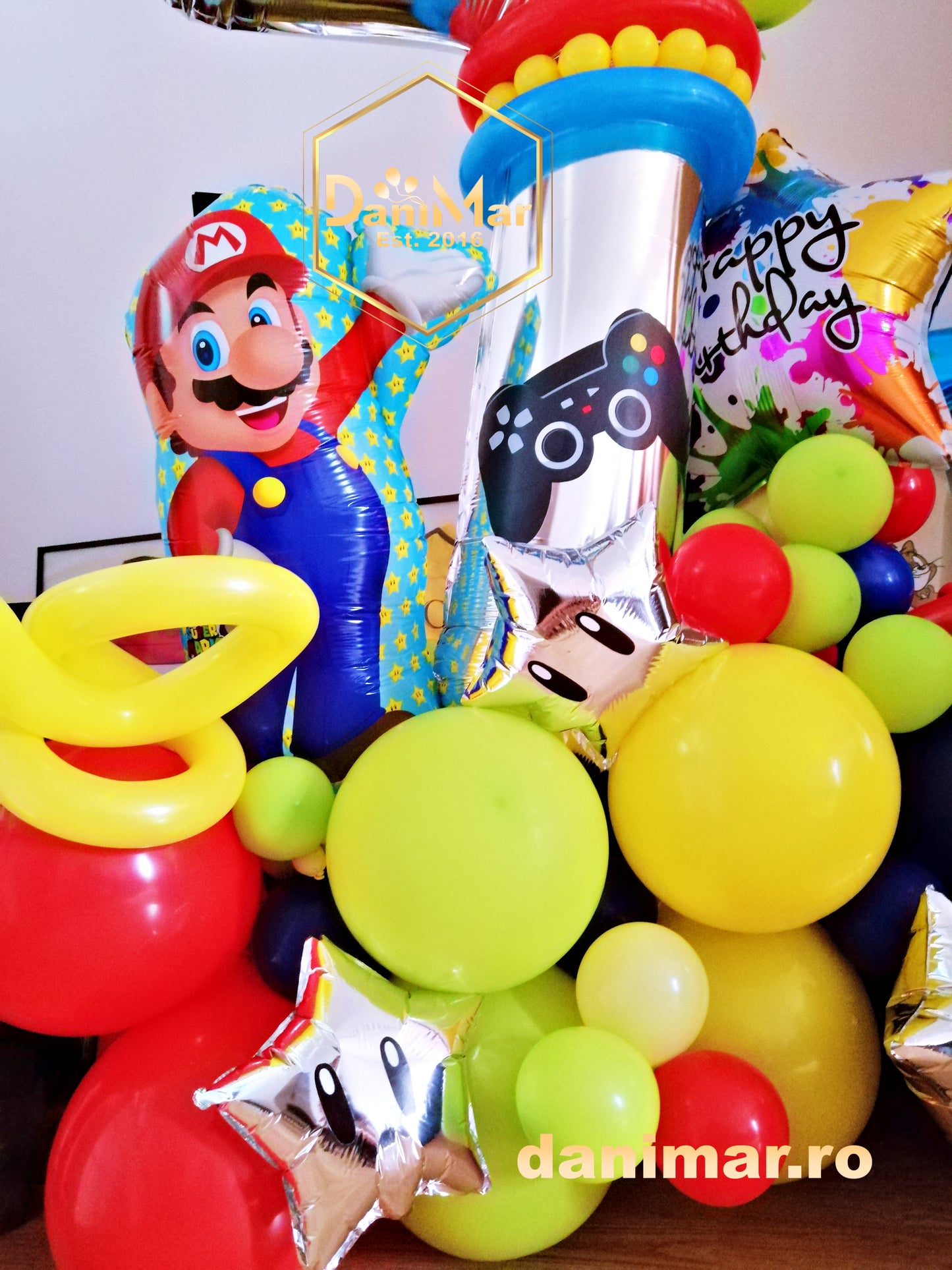 Buchet de baloane tematic Mario