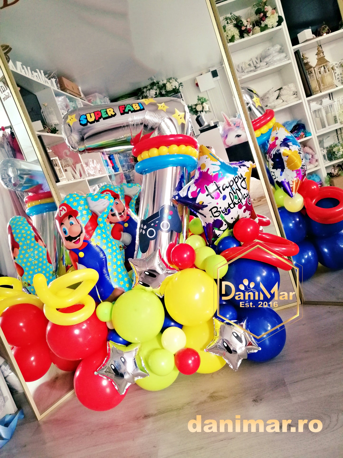 Buchet de baloane tematic Mario