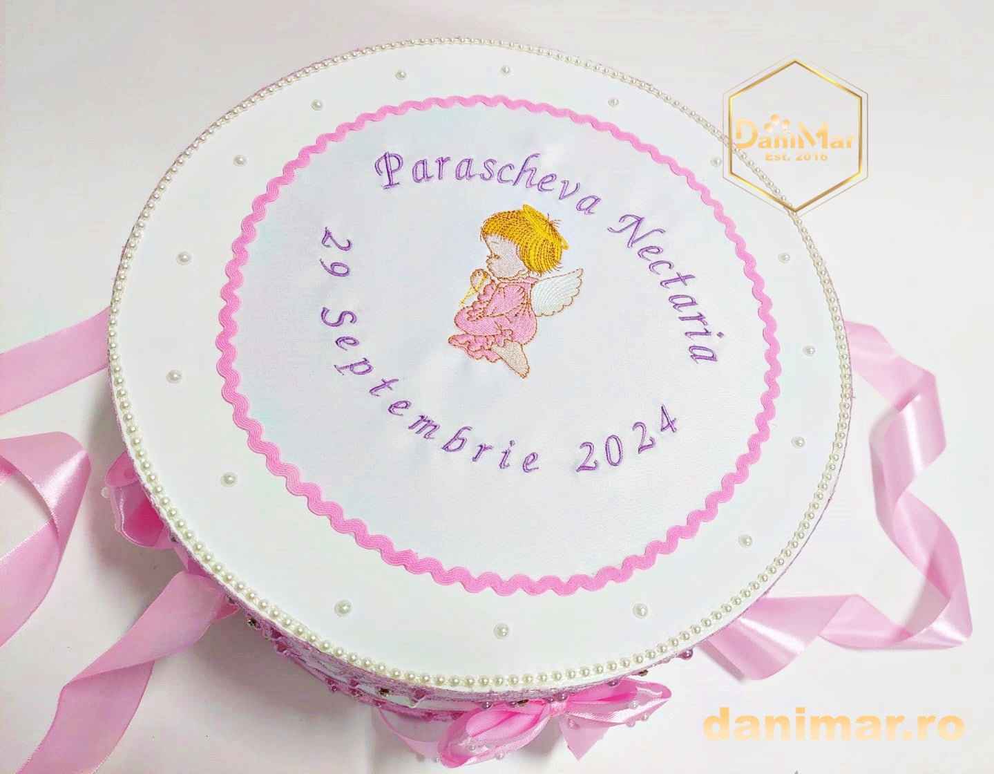 Cutie Trusou Personalizată cu Broderie - îngeraș
