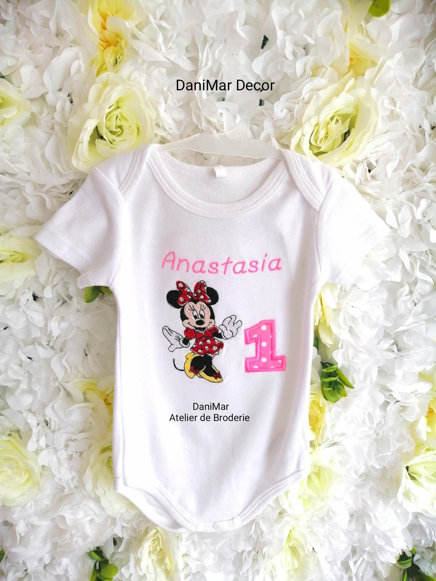 Body aniversar 1 an fetite tematica Minnie Mouse - DaniMar