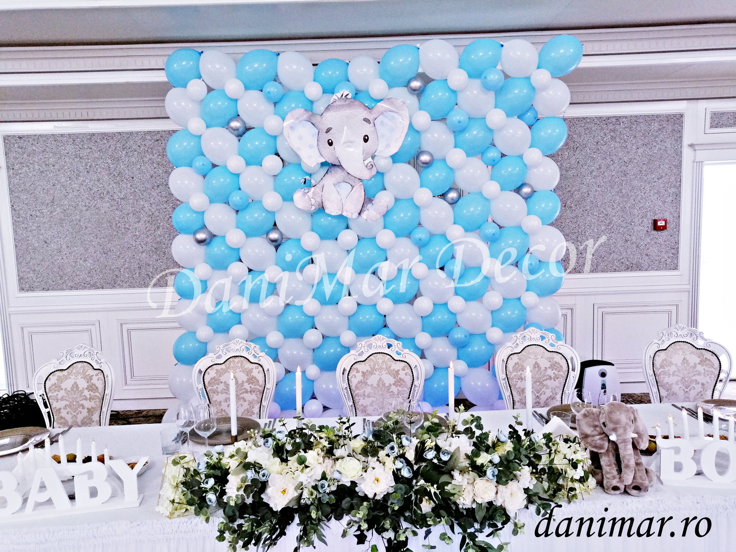 Decor botez baietel - Elefantul albastru
