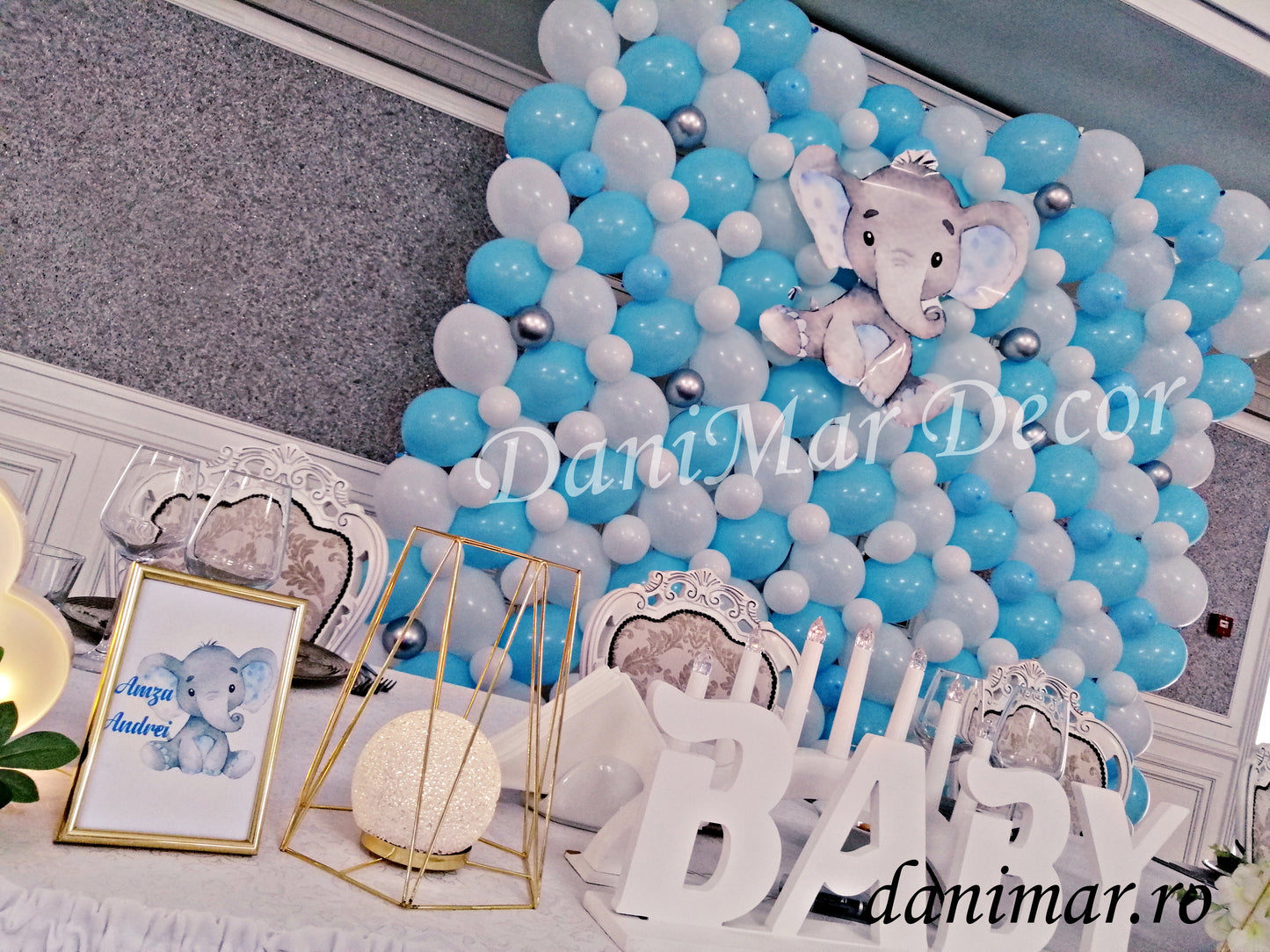 Decor botez baietel - Elefantul albastru