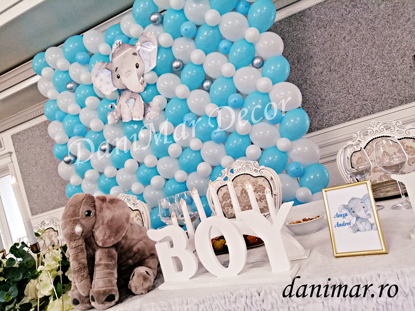 Decor botez baietel - Elefantul albastru