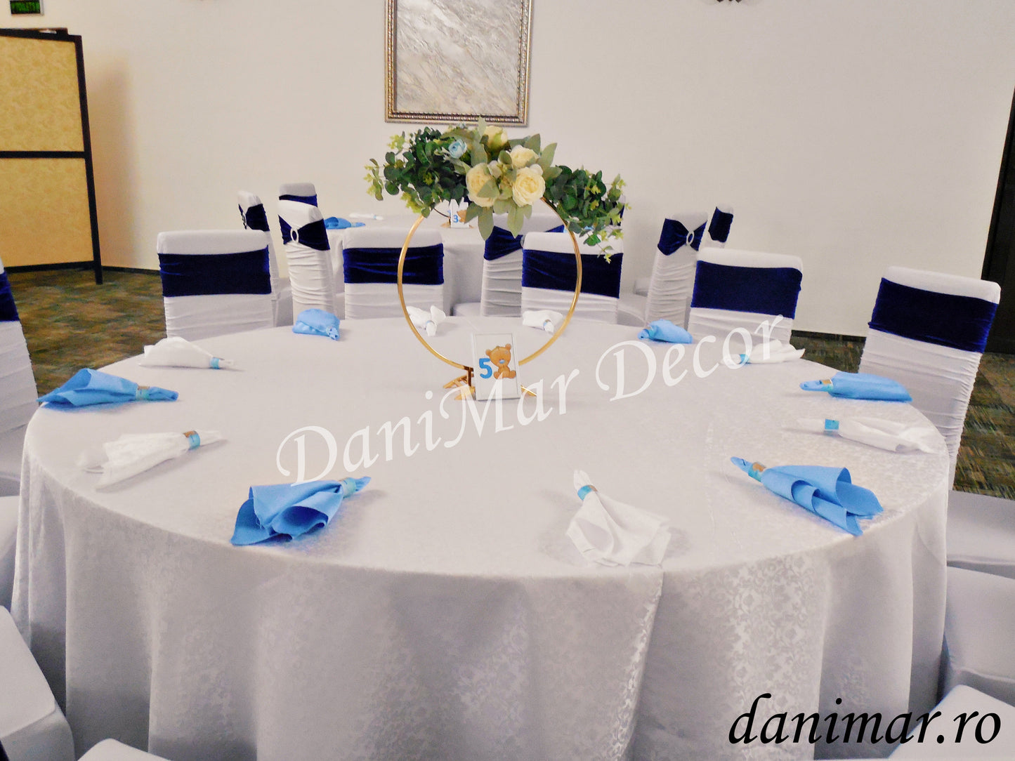 Decor botez baietel - Ursulet - albastru