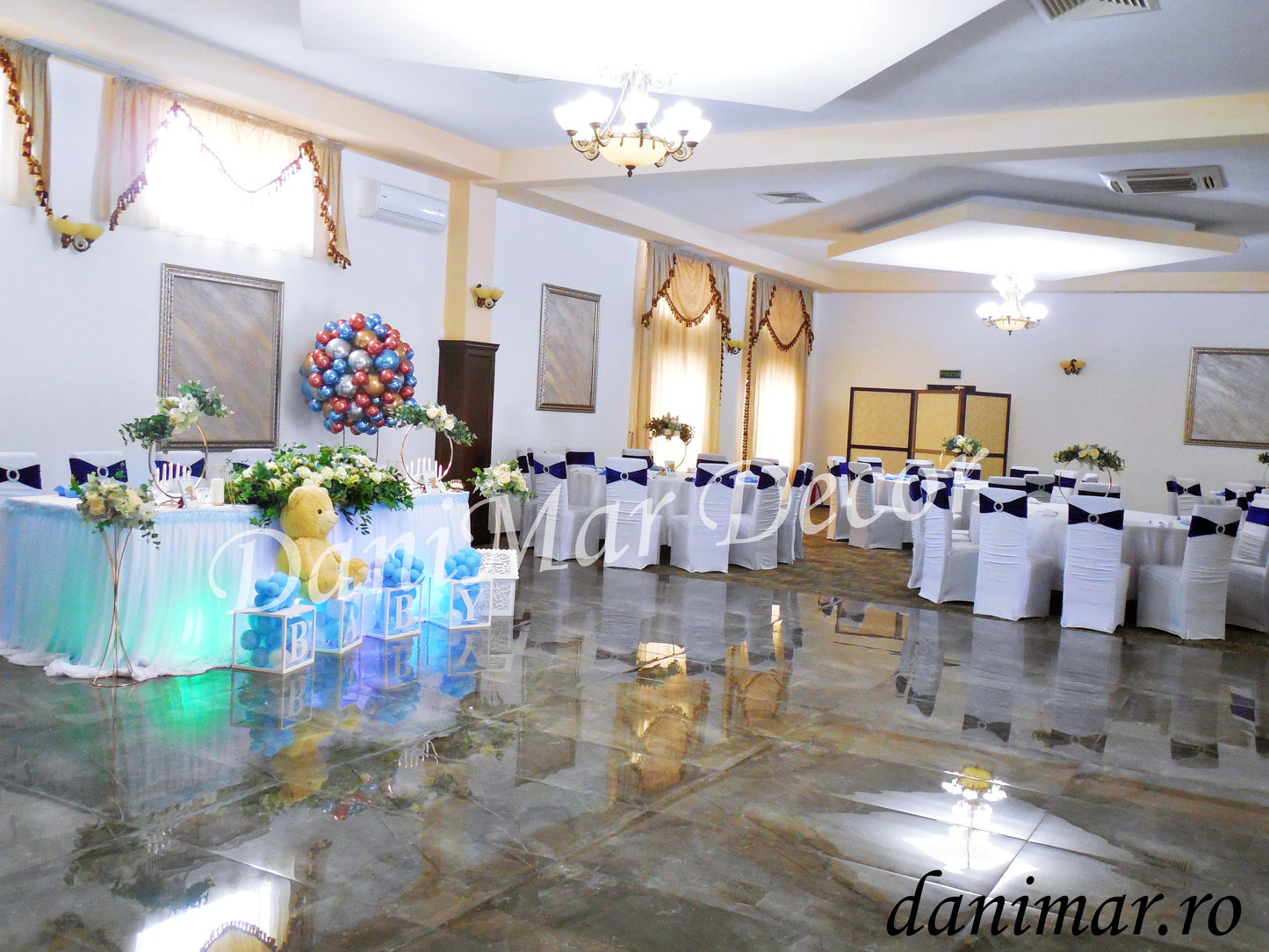 Decor botez baietel - Ursulet - albastru