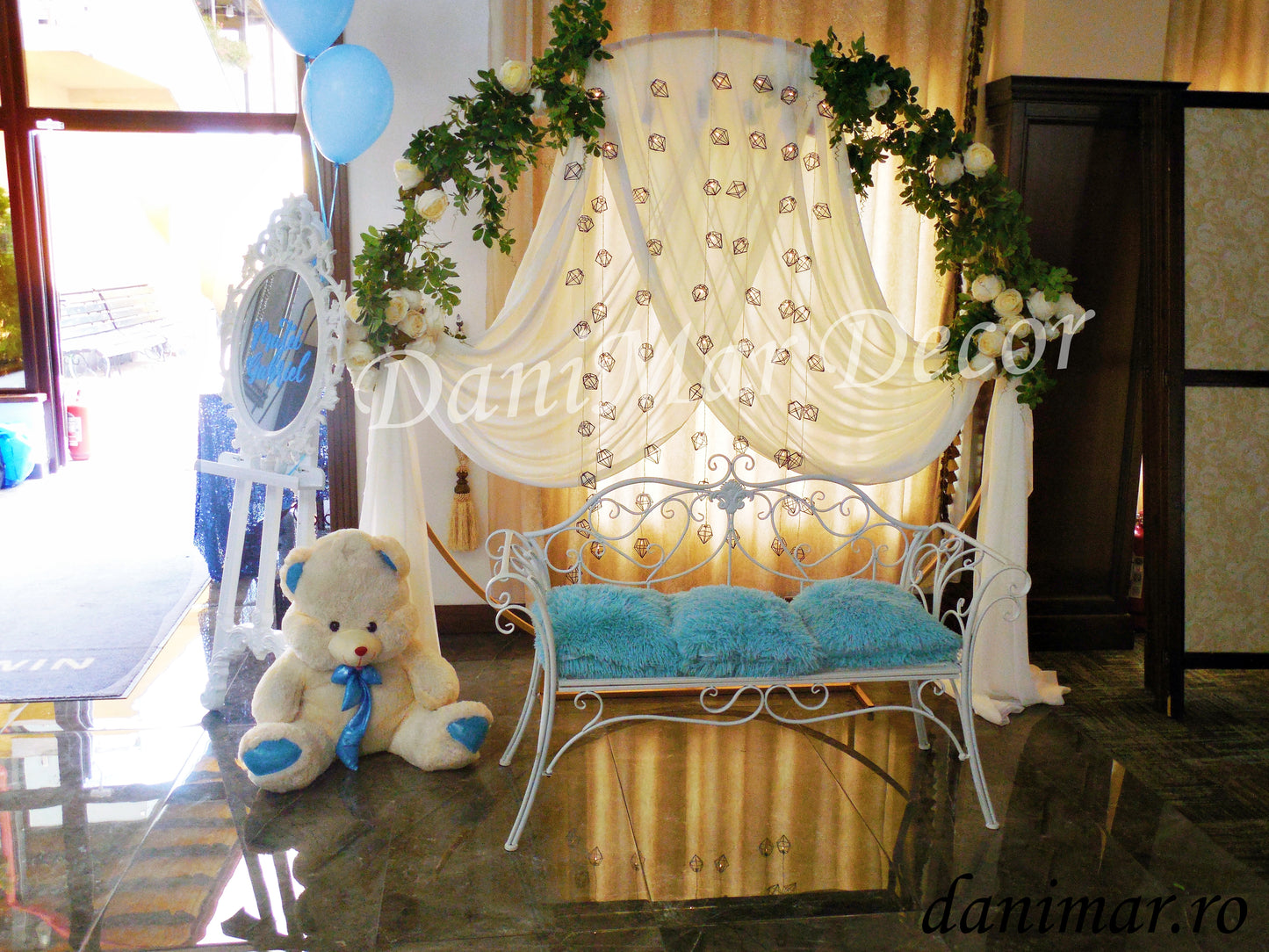 Decor botez baietel - Ursulet - albastru