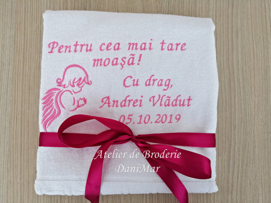 Prosop moasa personalizat cu broderie - DaniMar