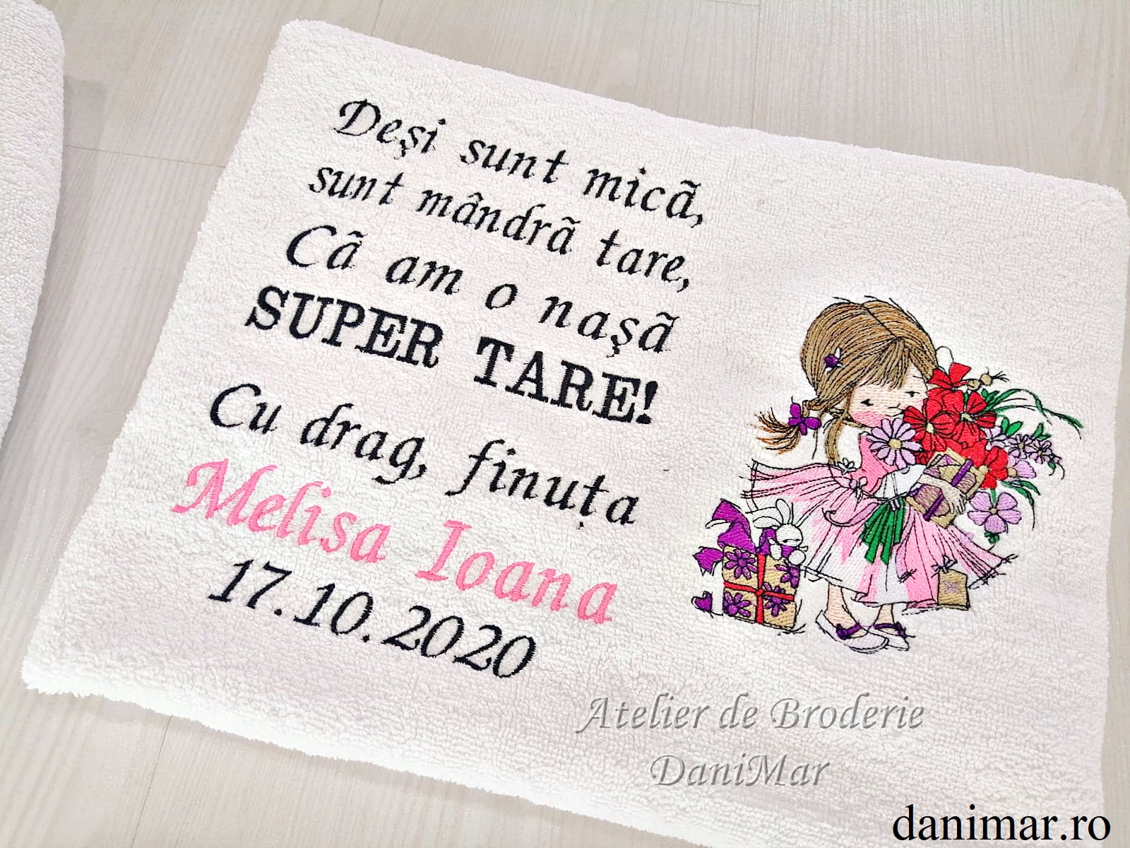 Prosoape Nasi Botez Personalizate cu Broderie 70x140 cm - DaniMar