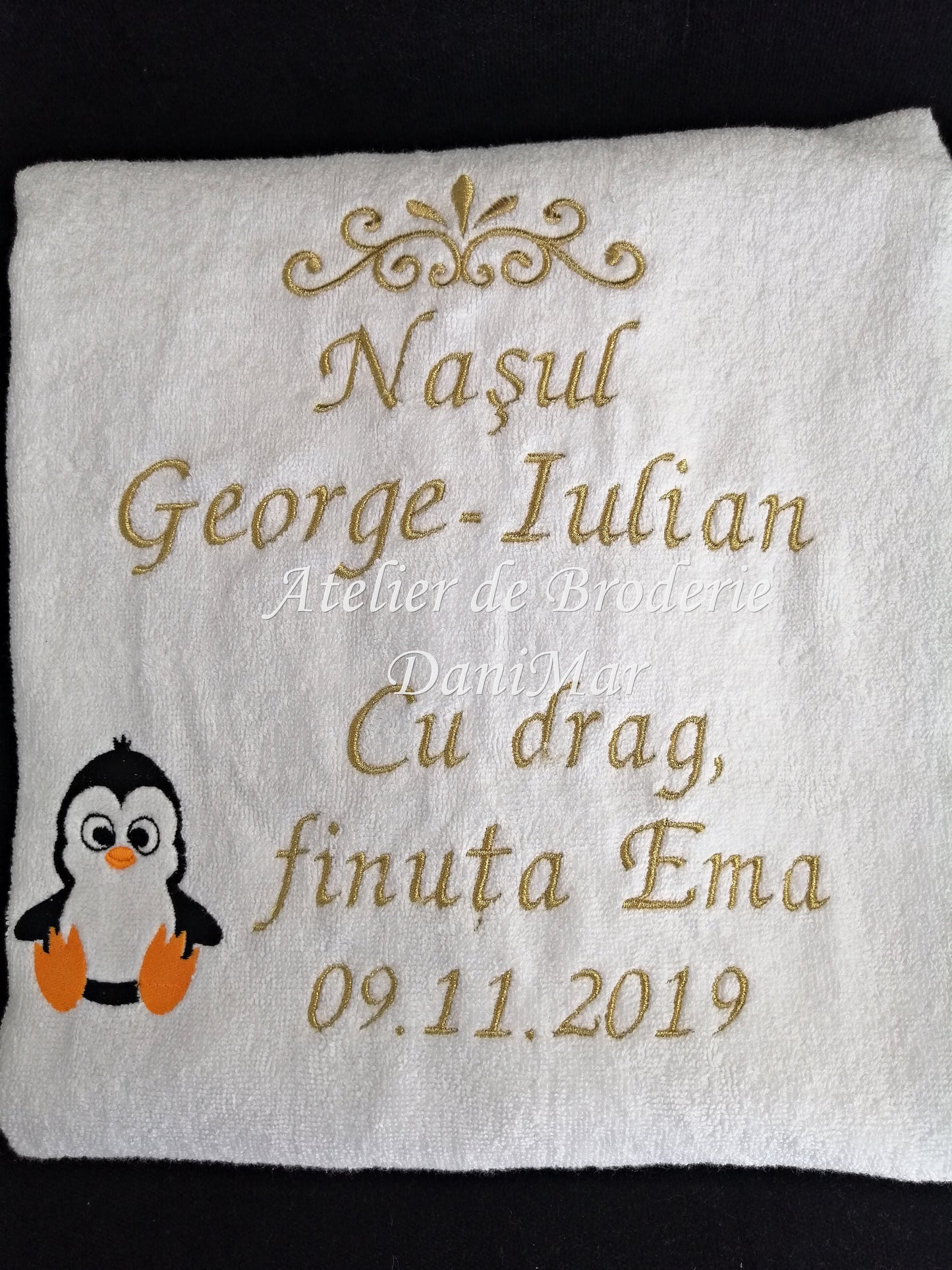 Prosop nasi botez personalizat cu broderie - DaniMar