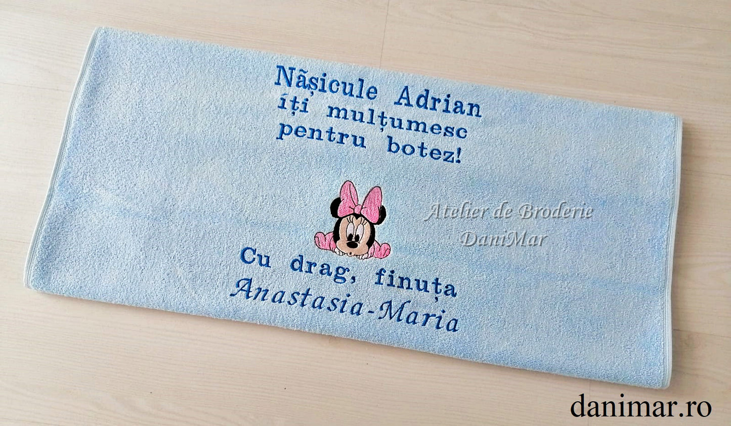 Prosop nas botez personalizat cu broderie 70 cm x 140 cm - DaniMar