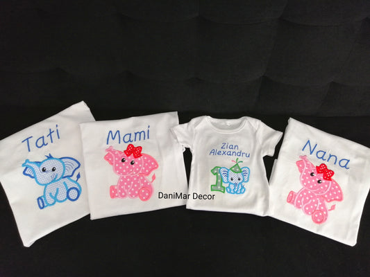 Set tricouri aniversare cu elefanti - DaniMar