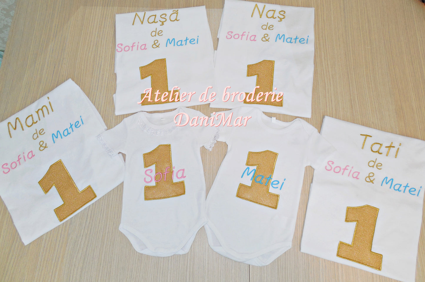 Set tricouri aniversare 1 an gemeni - DaniMar