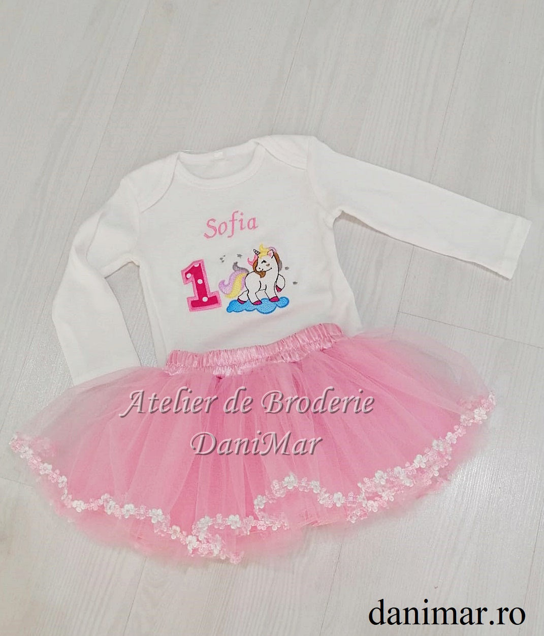 Set tavita mot fetita si tricouri personalizate- Unicorn 01 - DaniMar