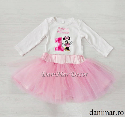Set fustita si body personalizat fetita - Minnie Mouse - DaniMar