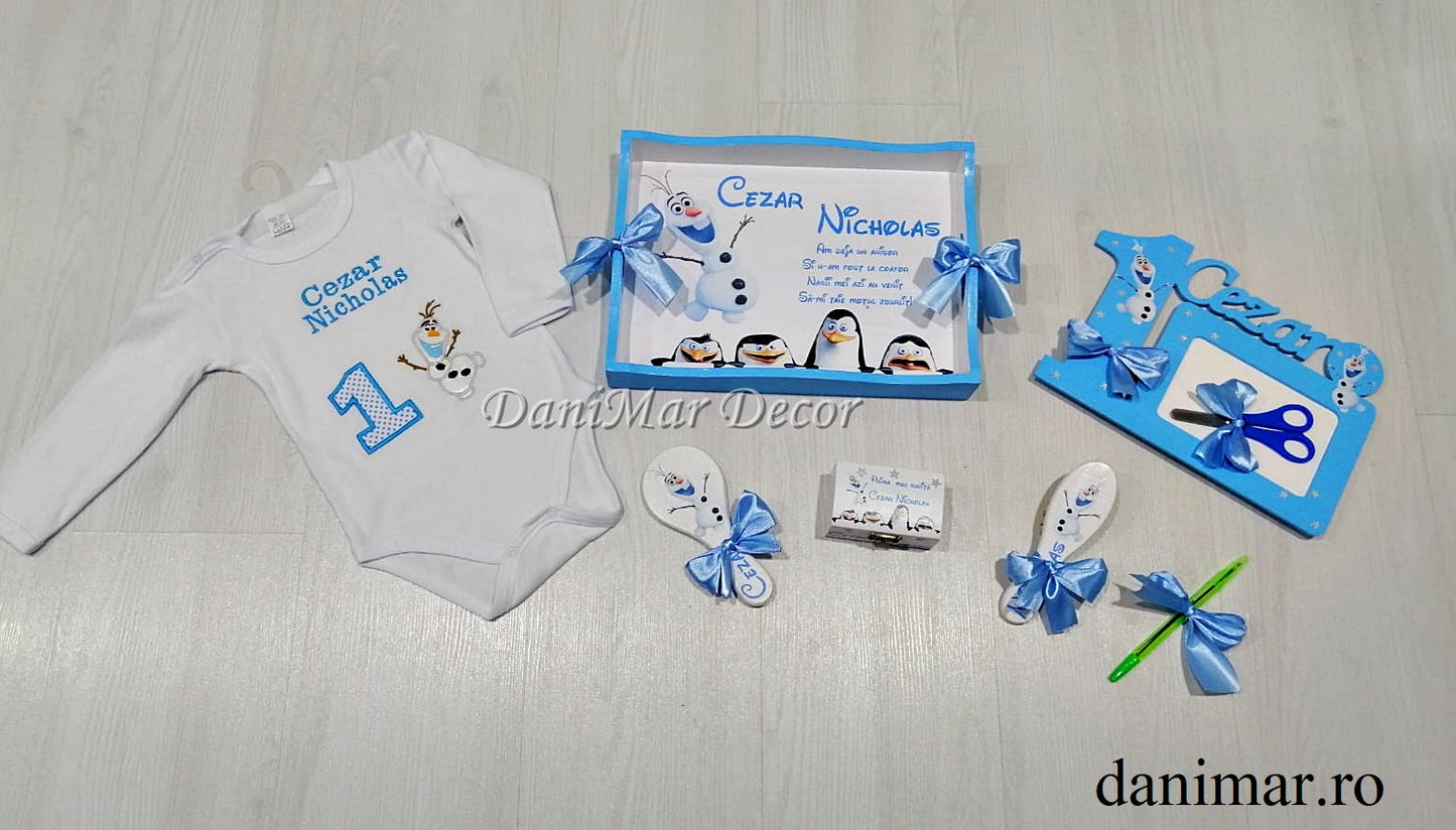 Set tavita mot baietel si body - tematica Olaf Frozen - DaniMar