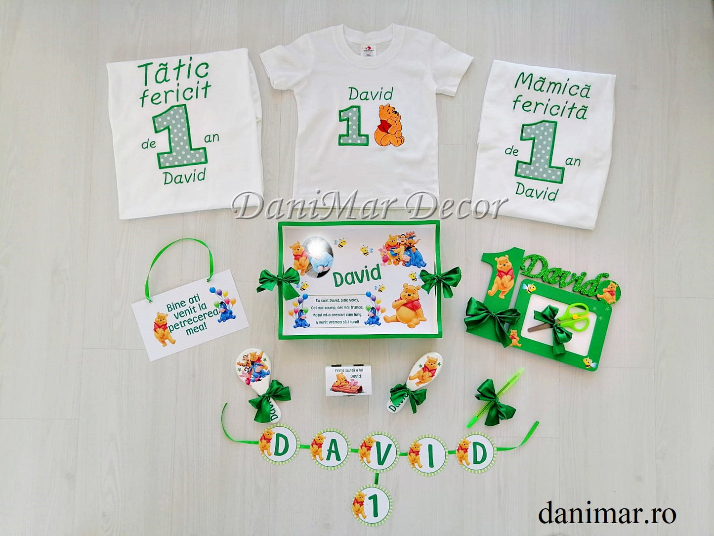 Set tavita mot baietei si tricouri personalizate - tematica Winnie the Pooh 06 - DaniMar