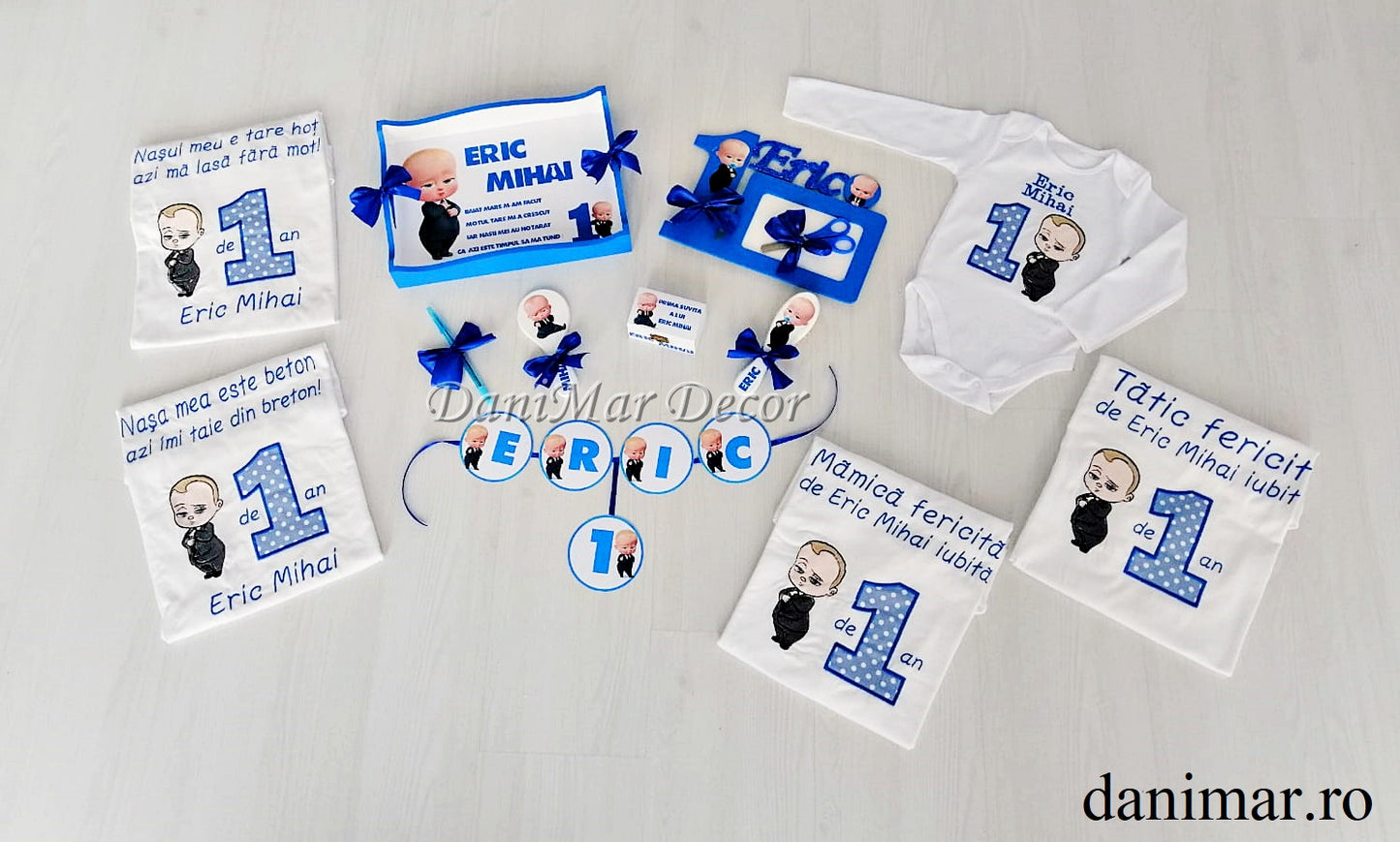 Set tavita mot baietel si tricouri personalizate - tematica Baby Boss 02 - DaniMar