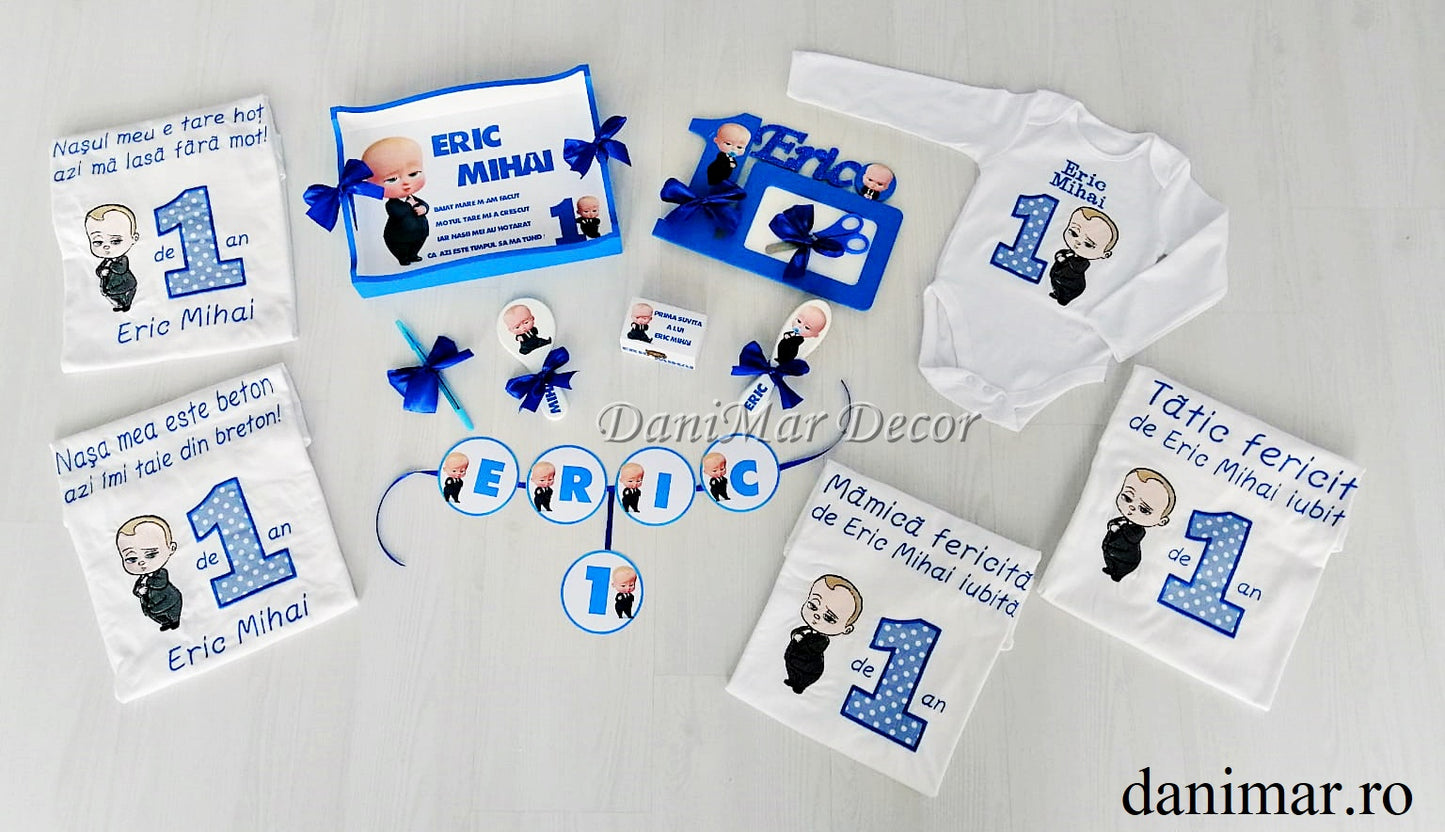 Set tavita mot baietel si tricouri personalizate - tematica Baby Boss 02 - DaniMar