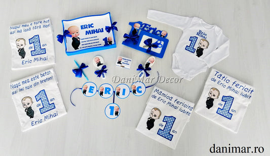 Set tavita mot baietel si tricouri personalizate - tematica Baby Boss 02 - DaniMar