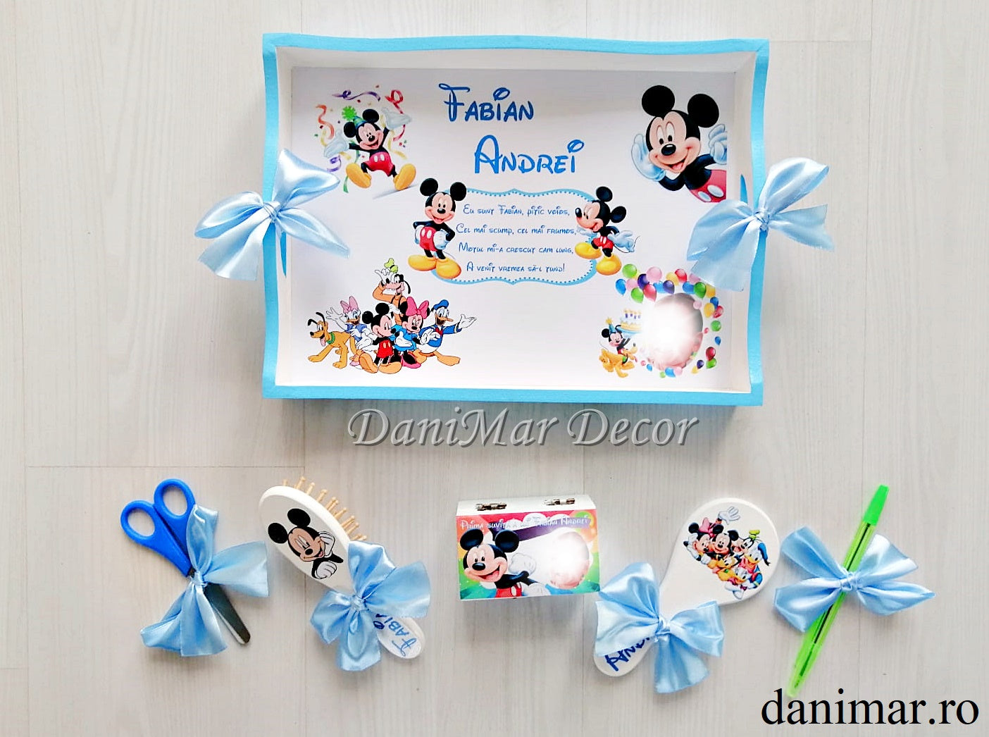 Set tavita mot baietel si body personalizat- tematica Mickey Mouse 07 - DaniMar