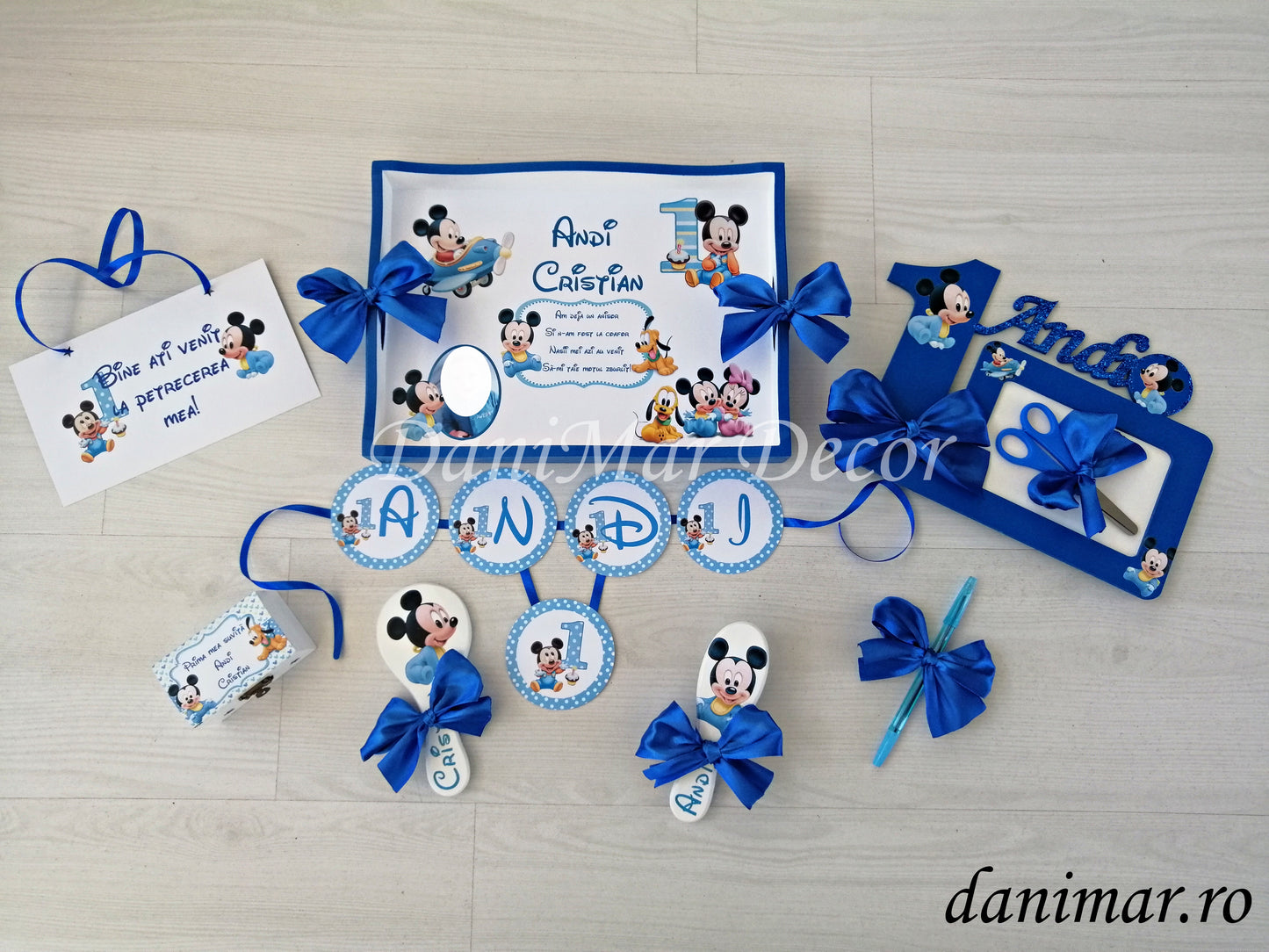 Set tavita mot baietel si tricouri aniversare - tematica Baby Mickey Mouse 05 - DaniMar