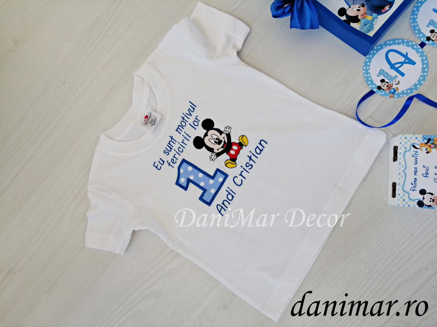Set tavita mot baietel si tricouri aniversare - tematica Baby Mickey Mouse 05 - DaniMar