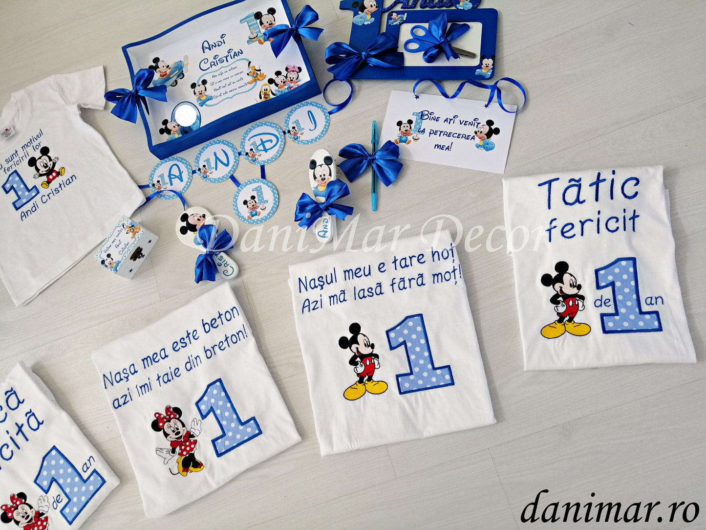 Set tavita mot baietel si tricouri aniversare - tematica Baby Mickey Mouse 05 - DaniMar