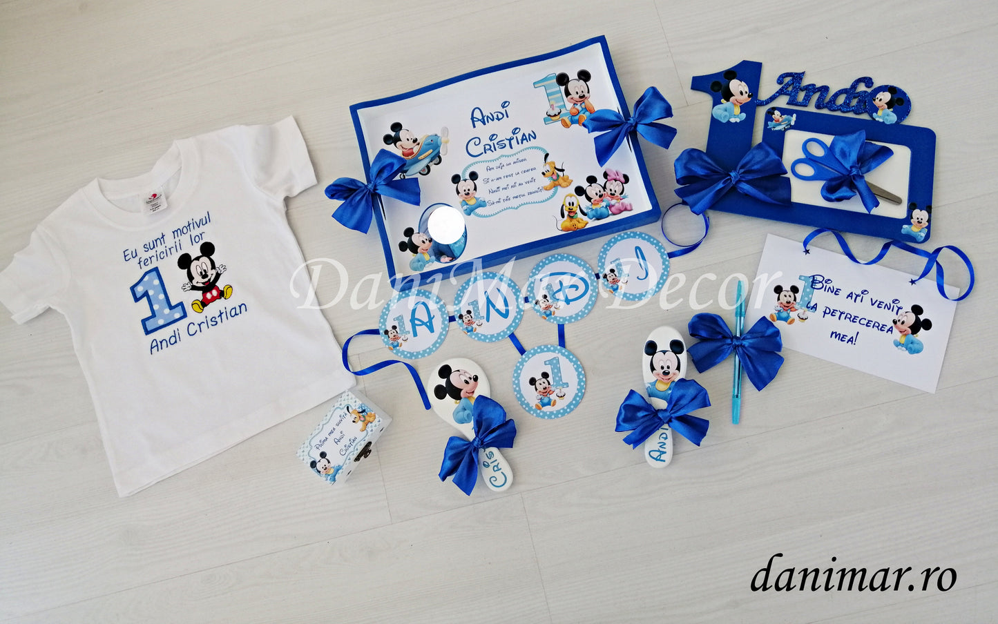 Set tavita mot baietel si tricouri aniversare - tematica Baby Mickey Mouse 05 - DaniMar