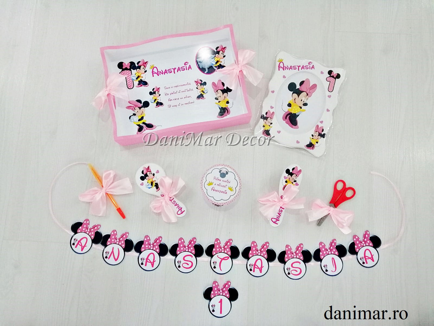 Set tavita moț fetita - tematica Minnie Mouse 01 - DaniMar
