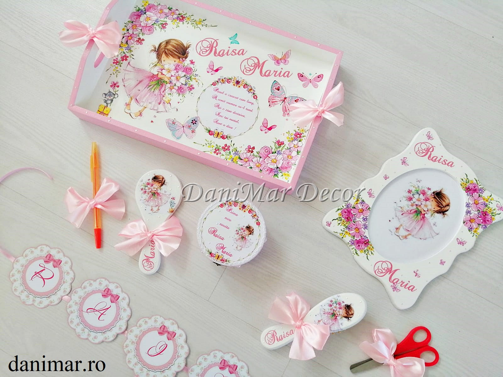 Set tavita mot fetite - tematica fetita cu flori 02 - DaniMar