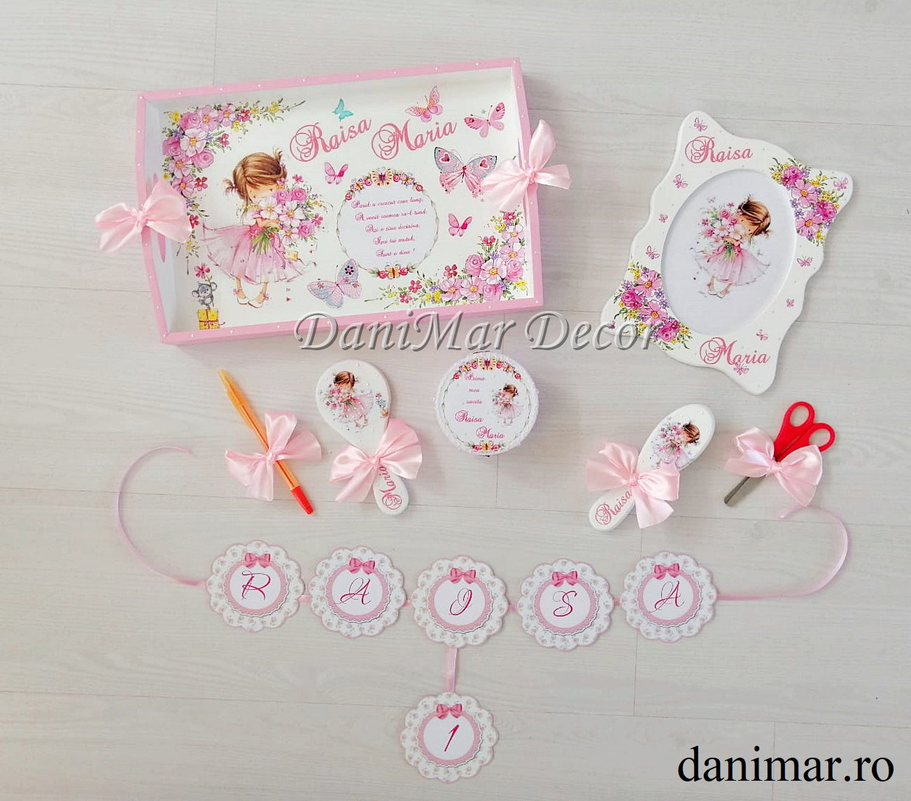 Set tavita mot fetite - tematica fetita cu flori 02 - DaniMar