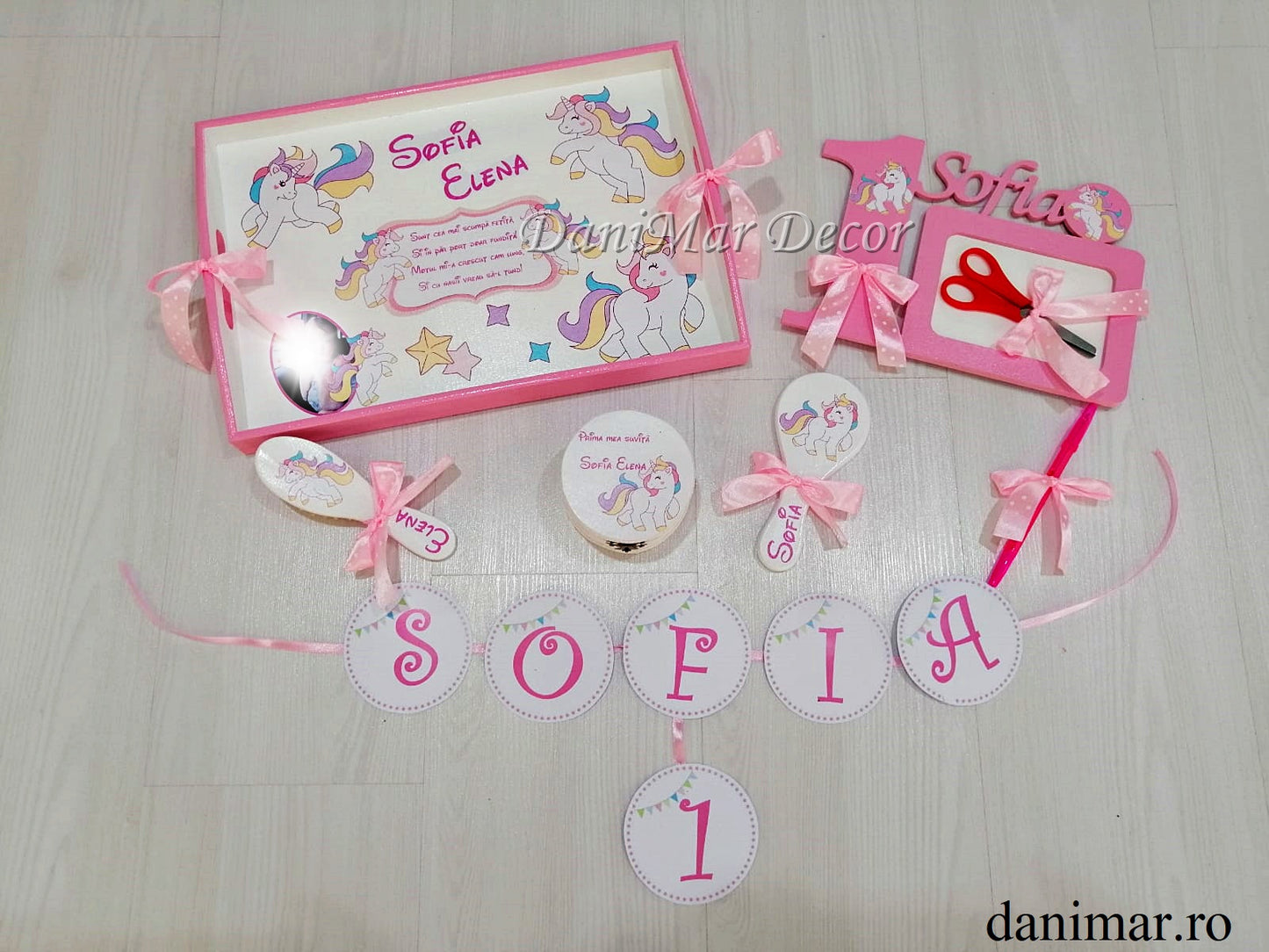 Set tavita mot fetita si tricouri personalizate- Unicorn 01 - DaniMar