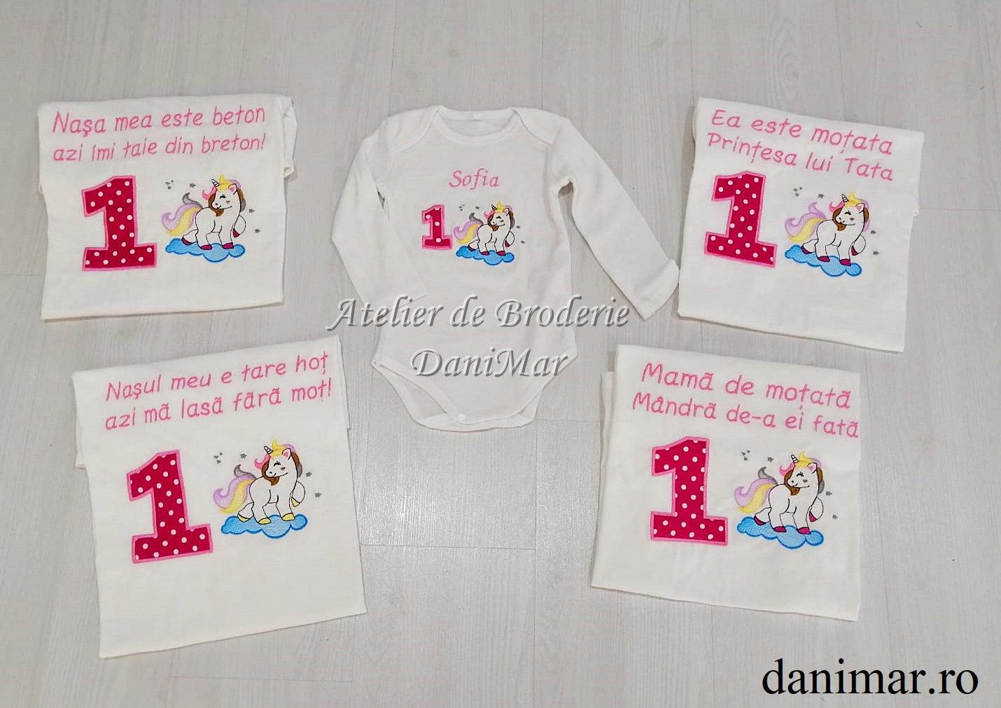 Set tavita mot fetita si tricouri personalizate- Unicorn 01 - DaniMar