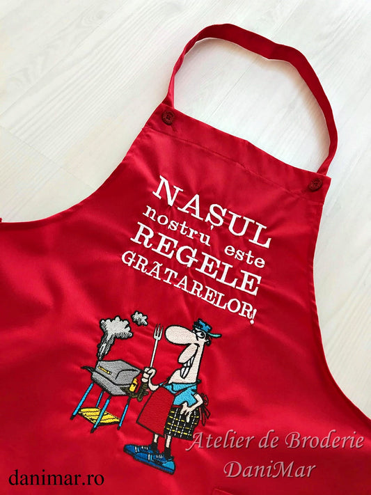 Sort personalizat cu broderie - Nasul nostru este regele gratarelor - DaniMar