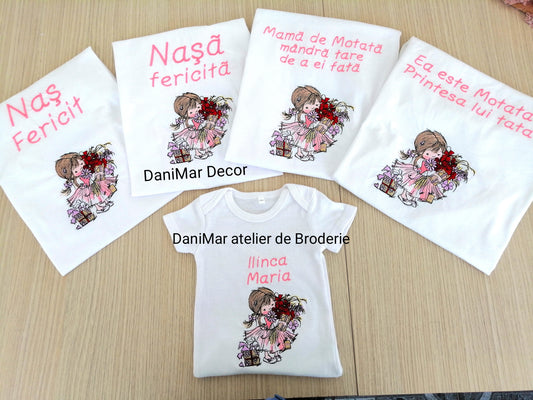 Set tricouri aniversare 1 an personalizate prin broderie - DaniMar