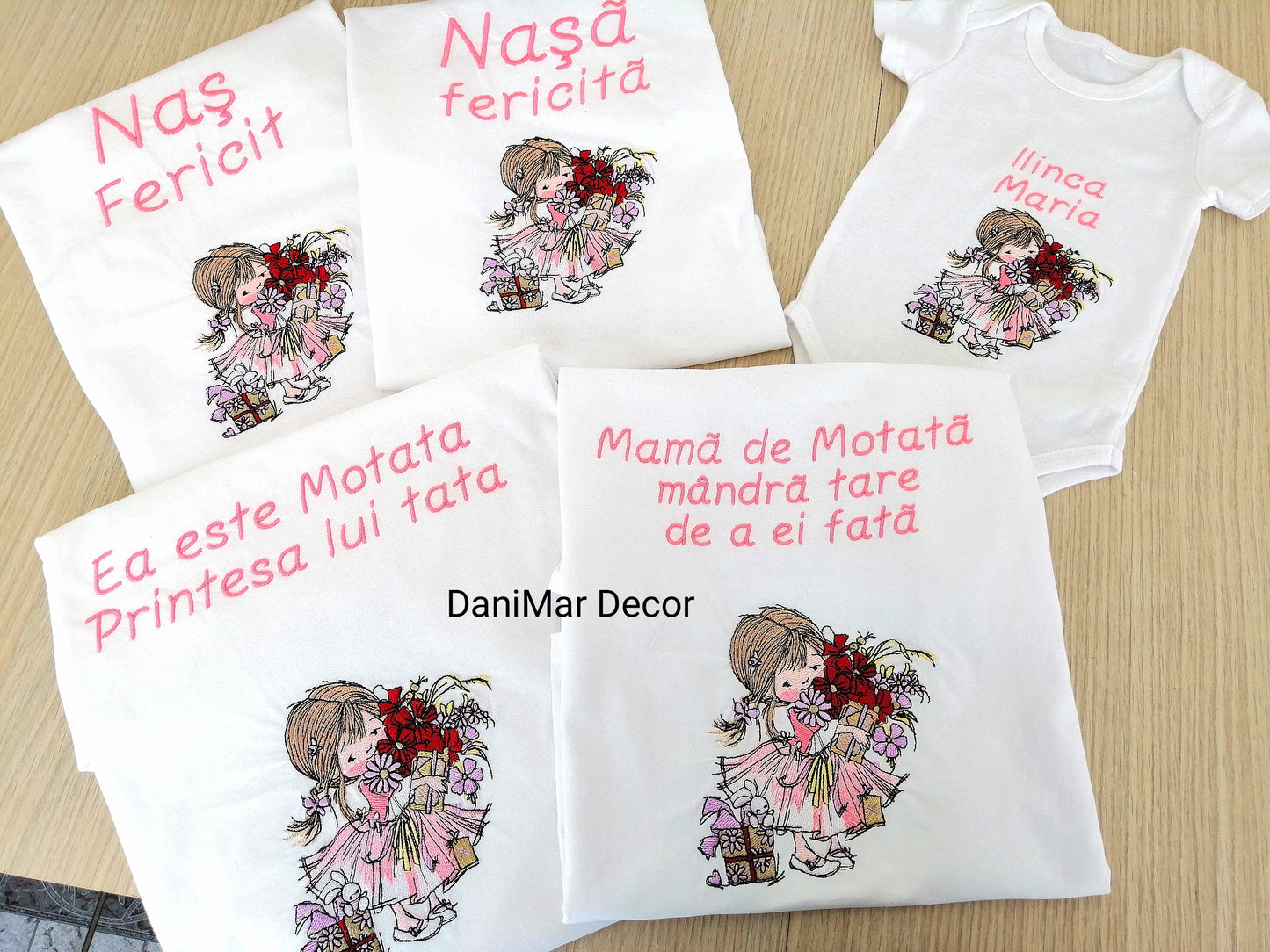 Set tricouri aniversare 1 an personalizate prin broderie - DaniMar