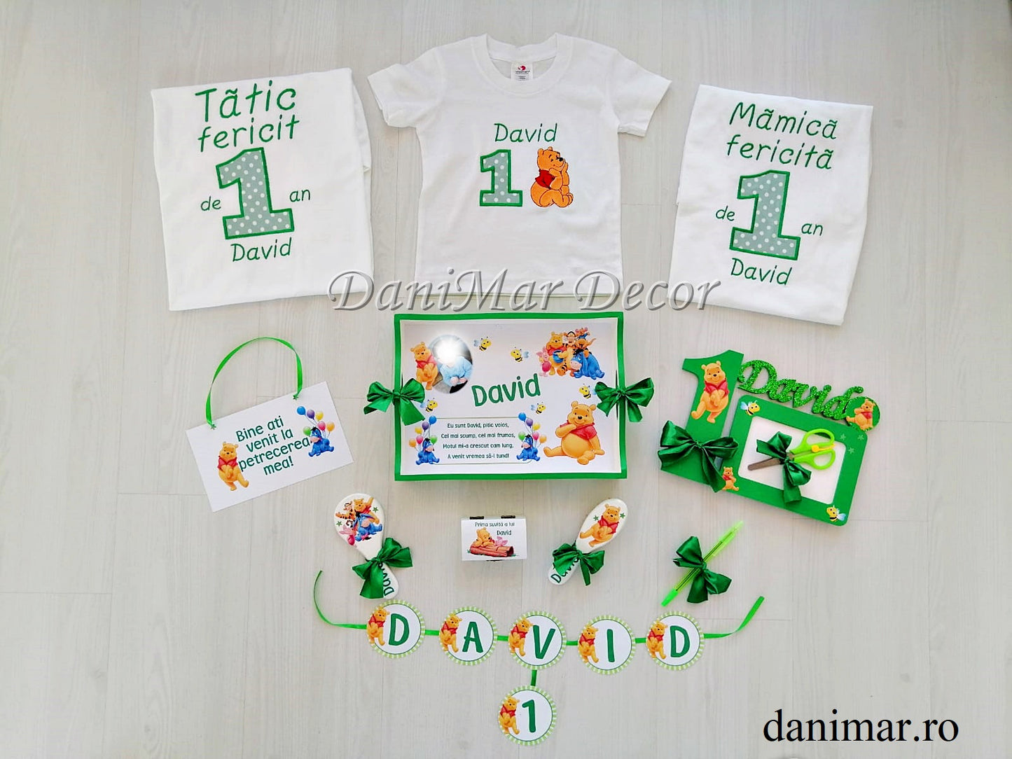 Set tavita mot baietei si tricouri personalizate - tematica Winnie the Pooh 06 - DaniMar 