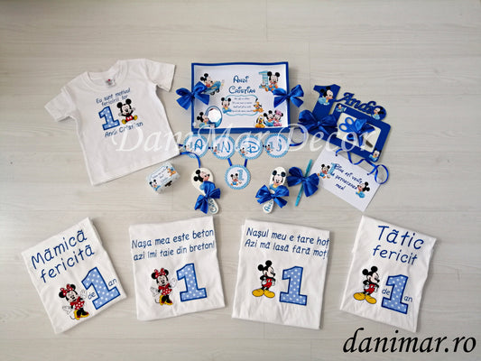 Set tavita mot baietel si tricouri aniversare - tematica Baby Mickey Mouse 05 - DaniMar 