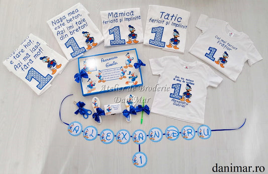 Set tavita mot baietel si tricouri personalizate - tematica Donald Duck 01 - DaniMar 