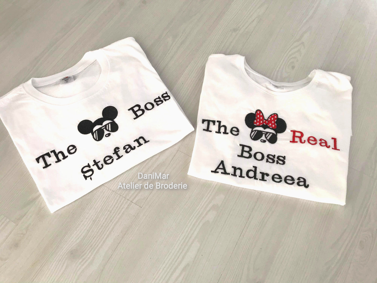 Set tricouri personalizate cu broderie Minnie si Mickey Mouse - DaniMar 