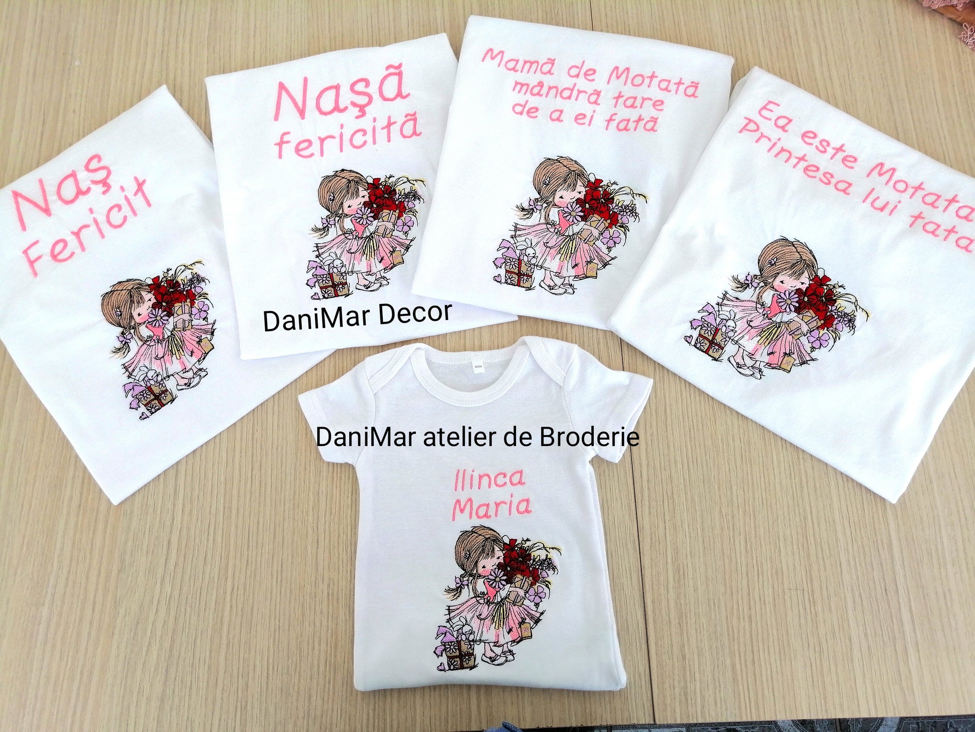 Set tricouri aniversare 1 an personalizate prin broderie - DaniMar 