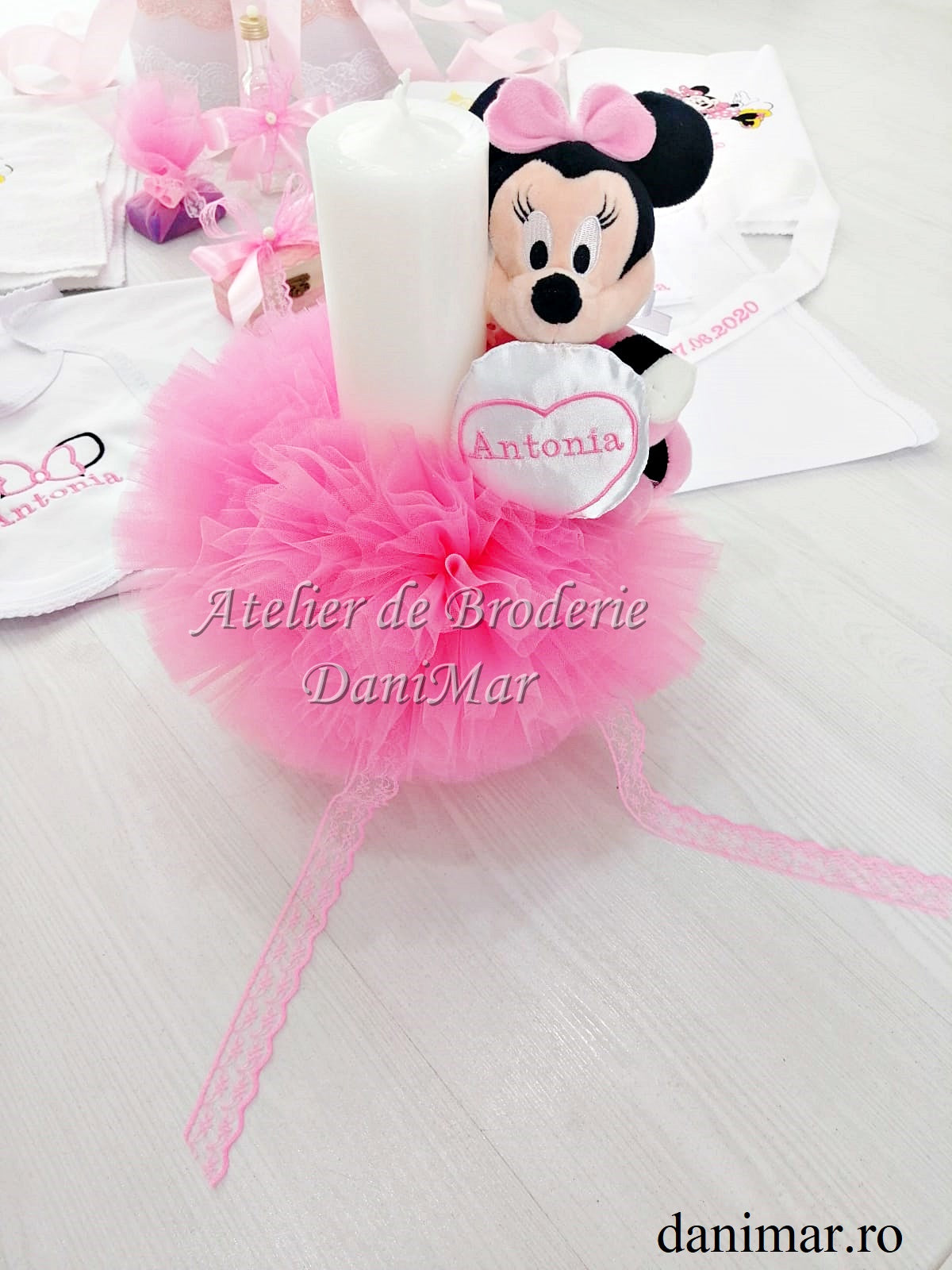 Lumanare botez personalizata - Minnie Mouse - DaniMar 